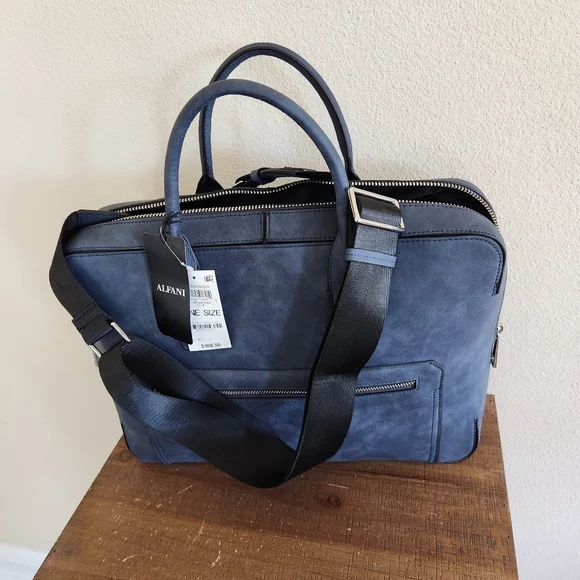 Alfani Blue Suede Messenger Bag NWT