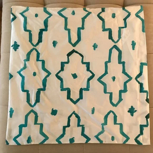 West Elm Teal & White Euro Sham