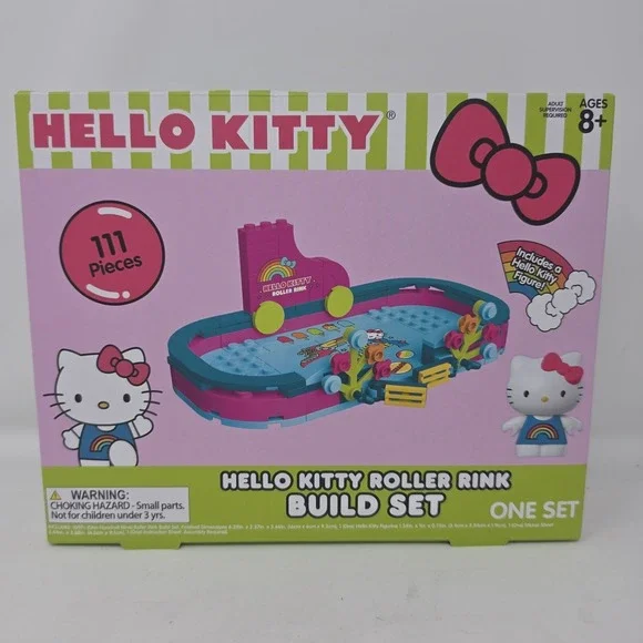 Hello Kitty Roller Rink Build Set 111-Pieces Building Blocks w/Figure NIB NEW