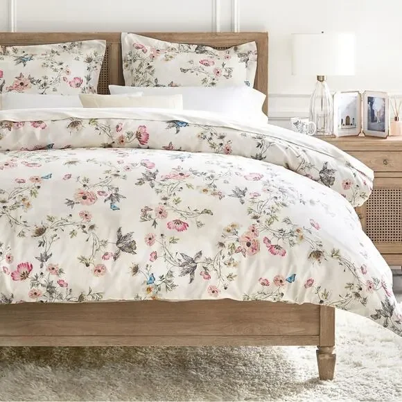 Monique Lhuillier Pottery Barn Tuileries Percale Floral Duvet Cover King Cal NWT
