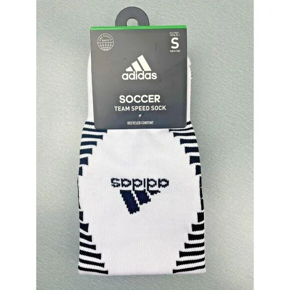 adidas Team Speed Soccer Socks White/Black Small 13C-4Y