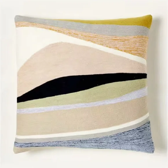 NWT WEST ELM Rising Tide Crewel Pillow