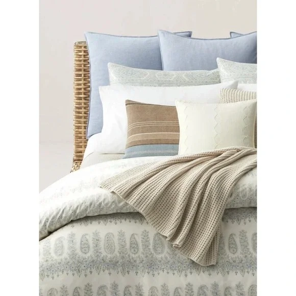 Ralph Lauren Camile Duvet Cover Full/Queen Sage Chambray Paisley Floral‎ NEW