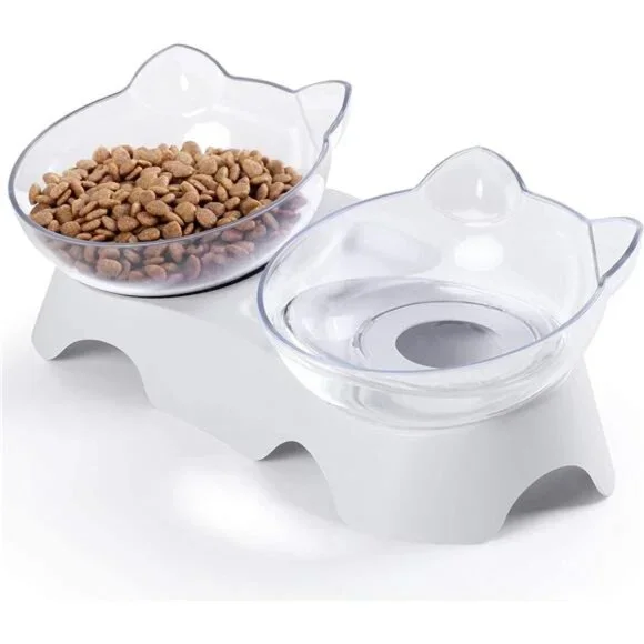 Cat Food Bowls Elevated Tilted, Anti Vomiting Orthopedic Kitty Bowls