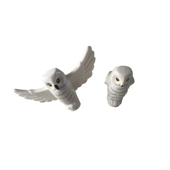 LEGO Harry Potter Hedwig Lot of 2-White Owl with Snowy Pattern and Spread Wings