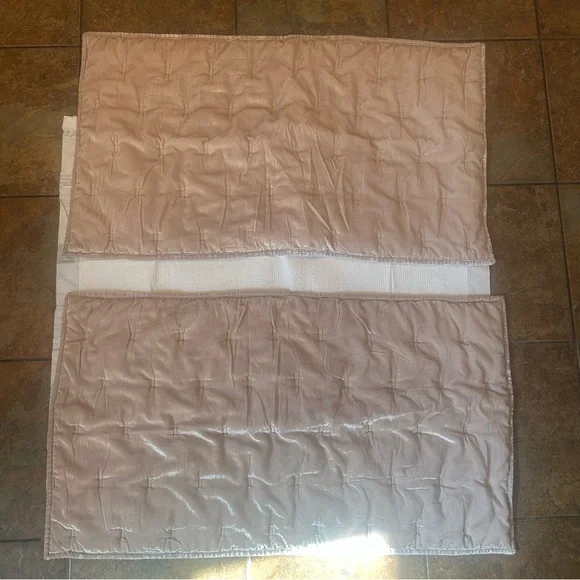 West Elm Quilted Velvet Pillow Shams 2 Blush Pink Viscose Romantic Boho