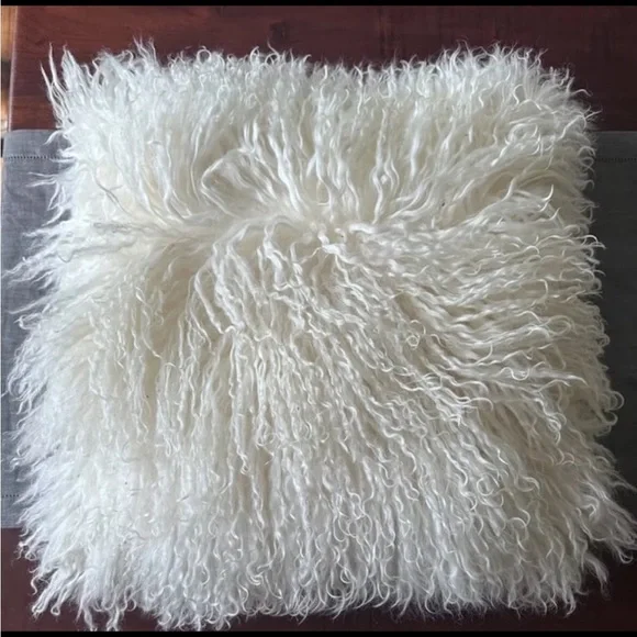 West Elm sheep fur euro pillow 24”