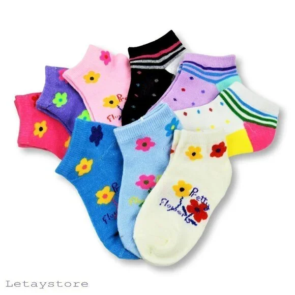 NWT 9-Pairs Set Girl's Soft Cotton Socks 1-3 YO