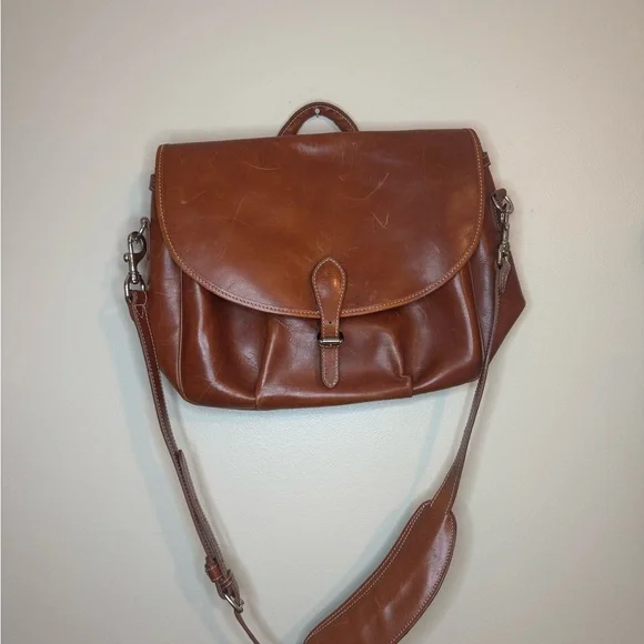 Mulholland‎ Brown Leather Satchel Crossbody Messenger Bag