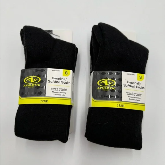Black Baseball/Softball‎ Socks (Small) - 4 Pair
