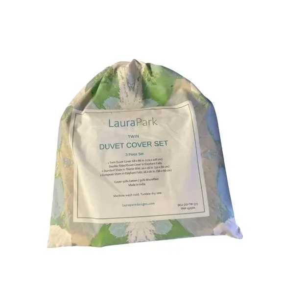 Laura Park $328 Elephant Falls Duvet Cover Twin Set 3pcs