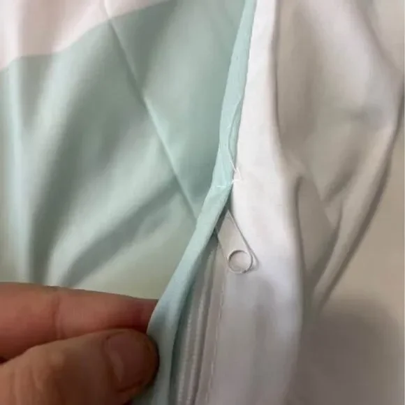 Mint green and white striped duvet cover set
