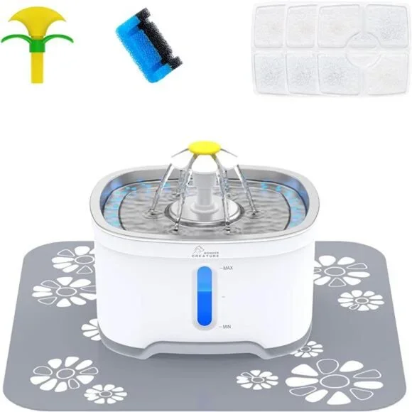 Cat Water Fountain Stainless Steel, 84oz/2.5L Automatic Pet Water Fountain