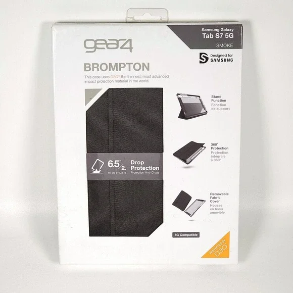 ZAGG Gear4 Brompton Case‎ for Samsung Galaxy Tab S7 5G - Smoke Gray/ Black Clear