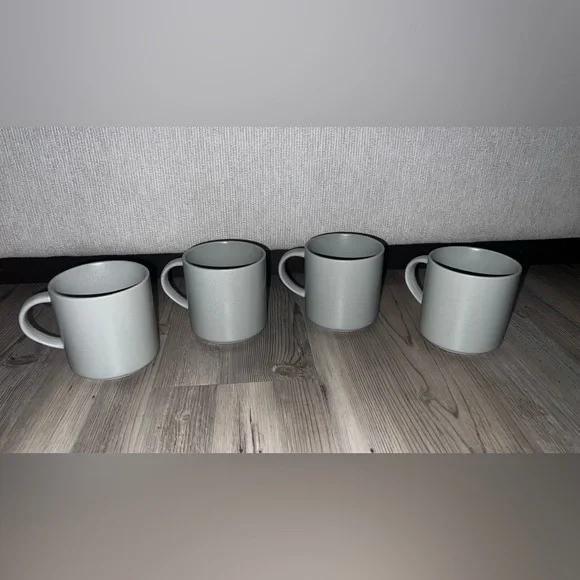 West Elm Stoneware Mug Sets 4 Bluish Gray
