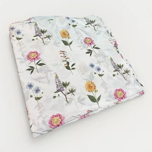 Pottery Barn Floral Garden Botanical Full Queen Cotton Duvet Cover White
