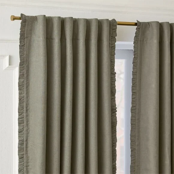 West Elm Ruffle Linen Blackout Window Curtain Panel 48