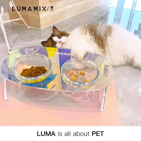 Customizable LumaMix Patent Design of Acrylic Pet Bowl Set For HOME & Travelling