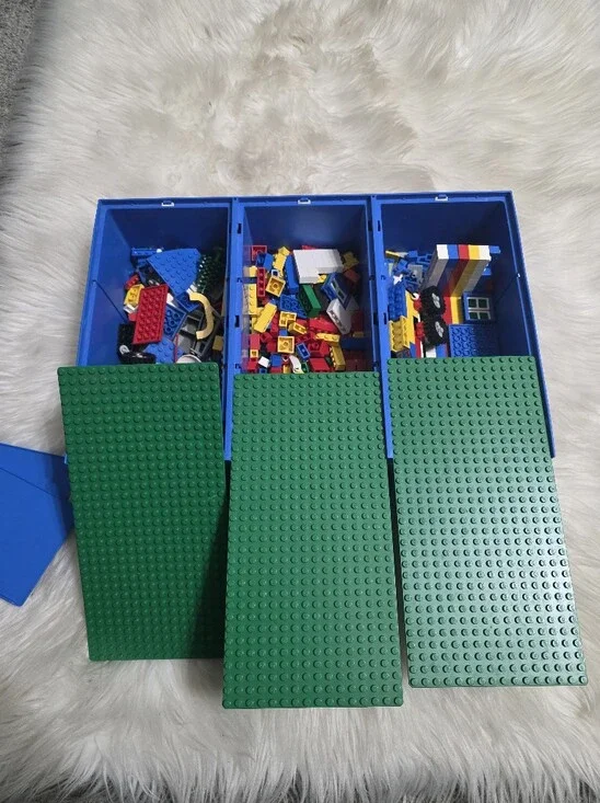 Blue Vintage Lego Storage Box with Misc Legos