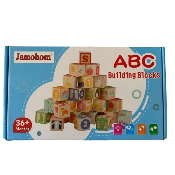 Set Of 26‎ Stacking Wooden Alphabet Building Blocks