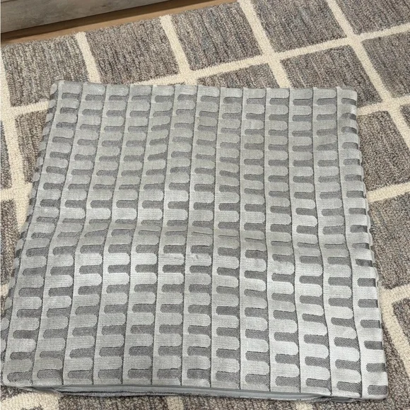 West Elm Light Gray Geometric Knit Pillow Cover