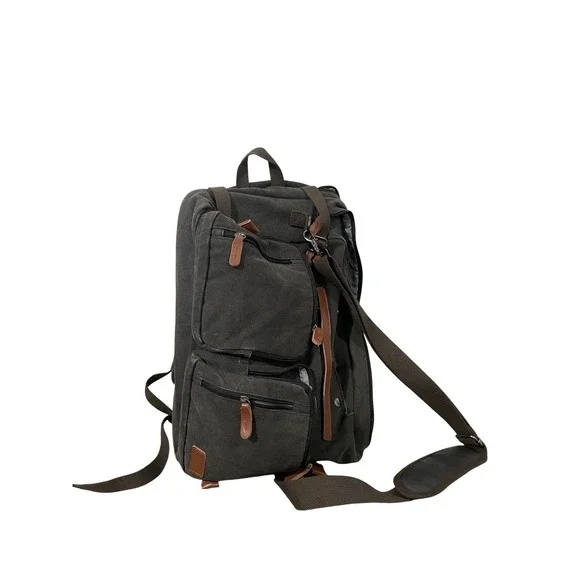 Canvas Convertible Backpack Messenger Bag Olive Green Travel Laptop Briefcase