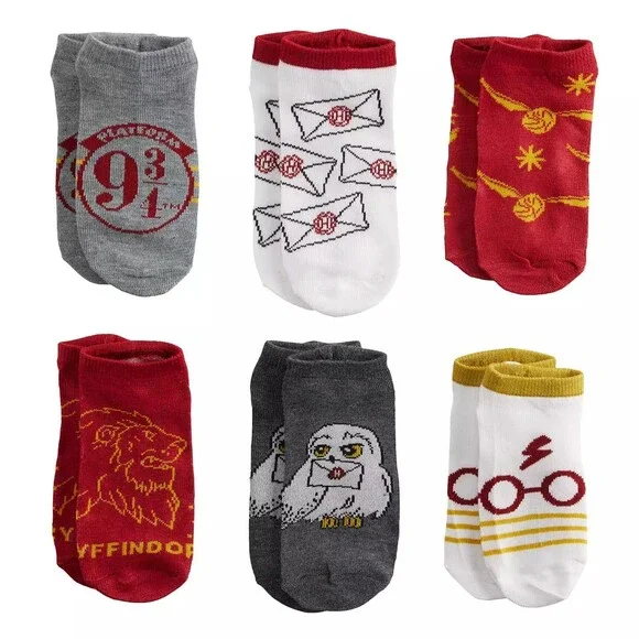 Boys 6-Pack Harry Potter Accepted No-Show Socks 9-11