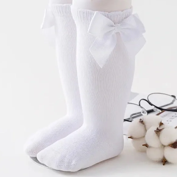 New Solid Knee High Socks With‎ Bows