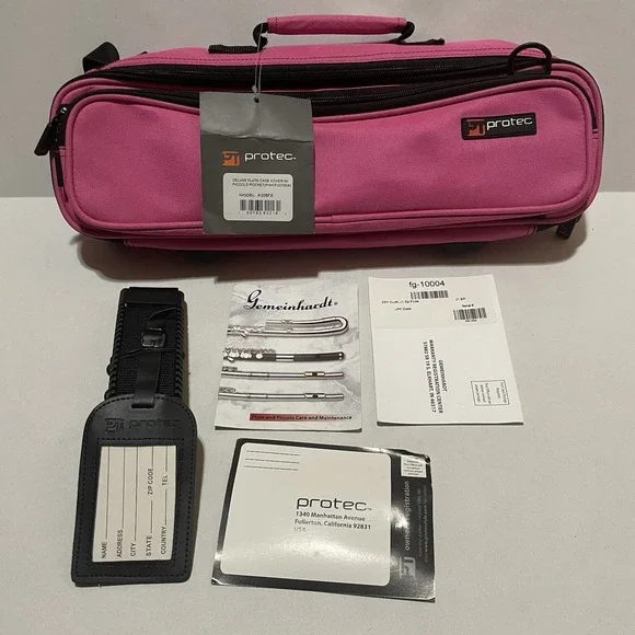 NWT‎ PT Protec Deluxe Flute Case Cover With Piccolo Pocket Pink Fuchsia