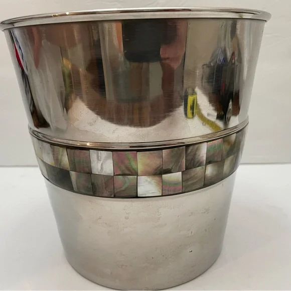 West Elm Stainless Steel Abalone Ice Bucket.