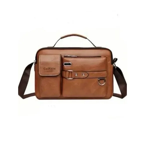 NWT CarlKimu Vintage Camel Tan Shoulder Spacious Multi-Pocket Office Travel Bag