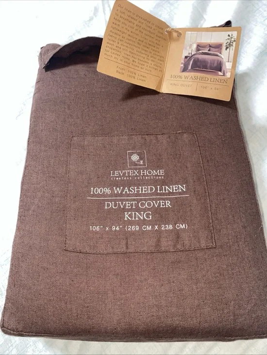 Levtex Home 100% Washed Linen King Duvet Cover - Brown