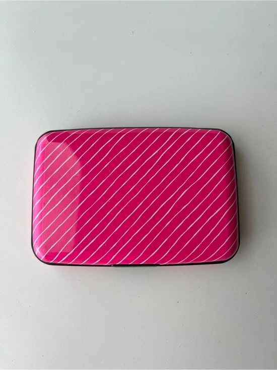 Pink Diagonal Stripe Card Case