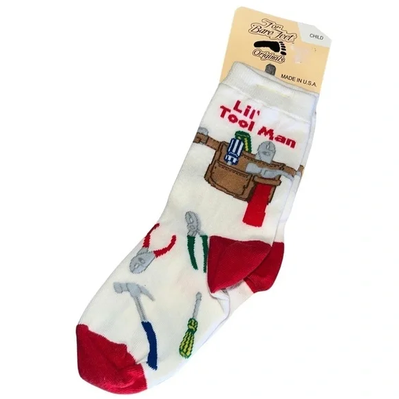 3/$25 🍄 Lil’ Tool Man Kids Socks Shoe Size 4.5-10 Age 2-4 Years NWT