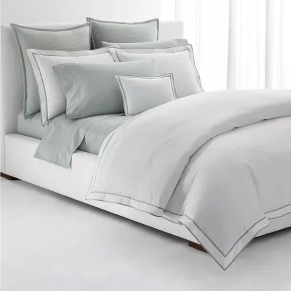 Lauren Ralph Lauren Spencer Sateen Border White Sage King Duvet Cover, NWT $420