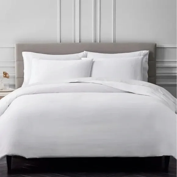 Aqua Knife Edge Egyptian Cotton Duvet Cover Sham Set Full Queen White