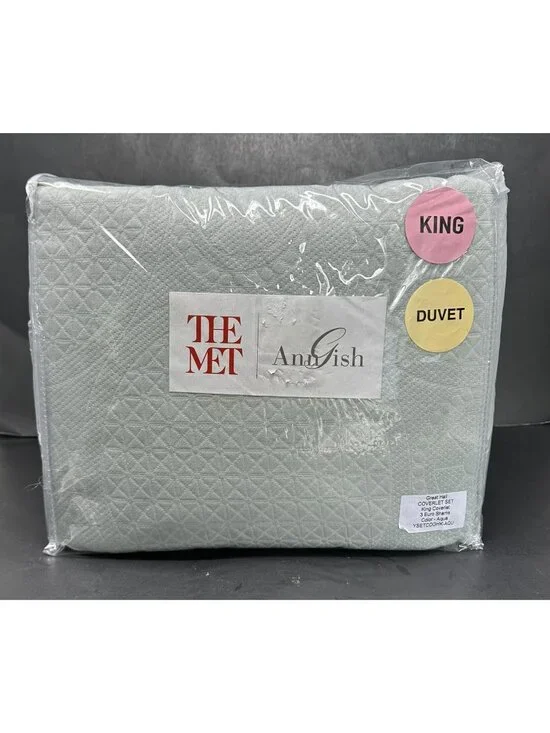 ANN GISH x THE MET GREAT HALL AQUA King 4 pc Coverlet Set w/3 Shams NEW $525