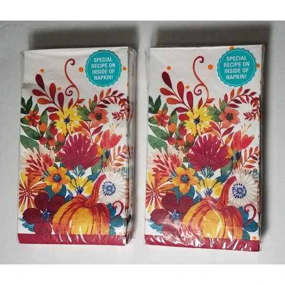 The Pioneer Woman Floral Pumpkin Paper Dinner Napkins Set Fall‎ Thanksgiving NEW