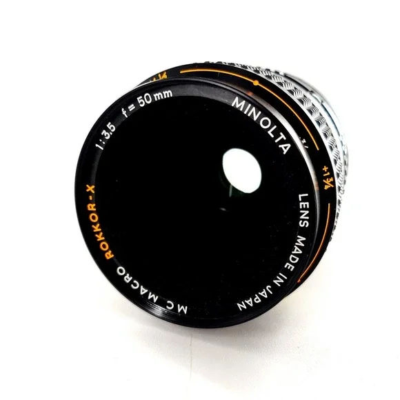 Minolta MC Macro Rokkor-X 50mm f/3.5 Lens & MC Macro Converter w/ Canister