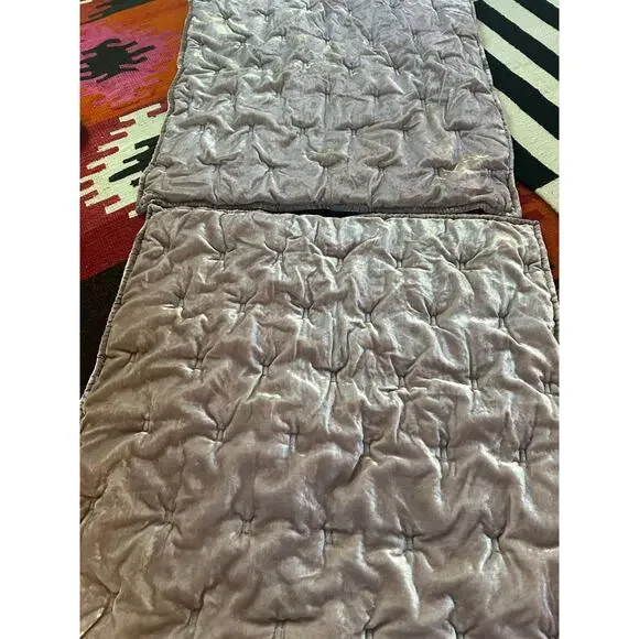 2 West Elm velvet Pillow euro Stitch Cotton blush pink tufted set 26x26”