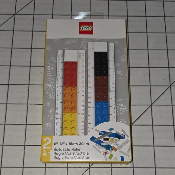 Lego Buildable Ruler Set - Red, Yellow, Blue, Black, White - NIB