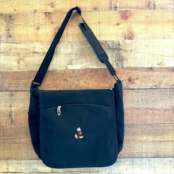 Black Unisex Vintage Y2K 90’s Disney Mickey Mouse Messenger Bag