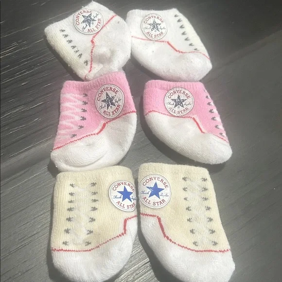 Converse Kids Socks Set - White, Pink, Cream