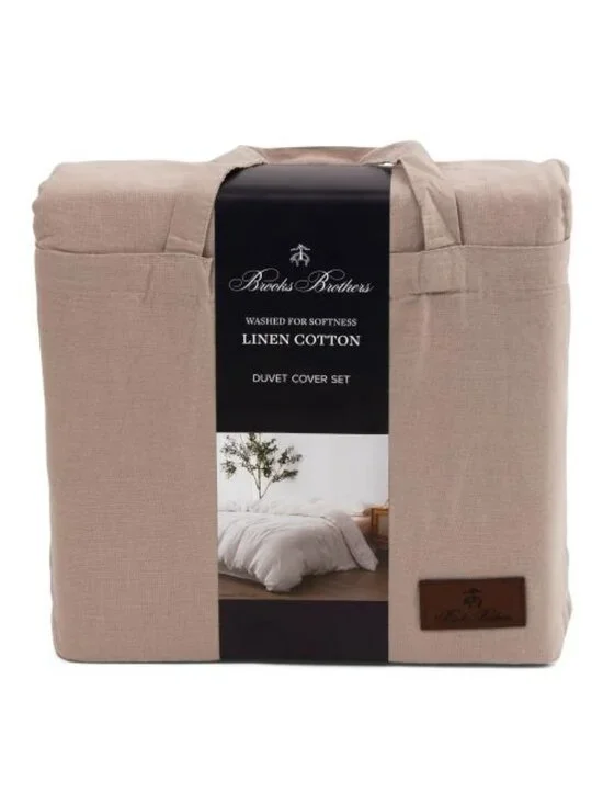 BROOKS BROTHERS Linen Cotton Blend Washed Duvet Set