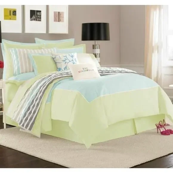 New KATE SPADE Spring Street Swan Dive Green Lime Blue King Bedding Duvet Cover