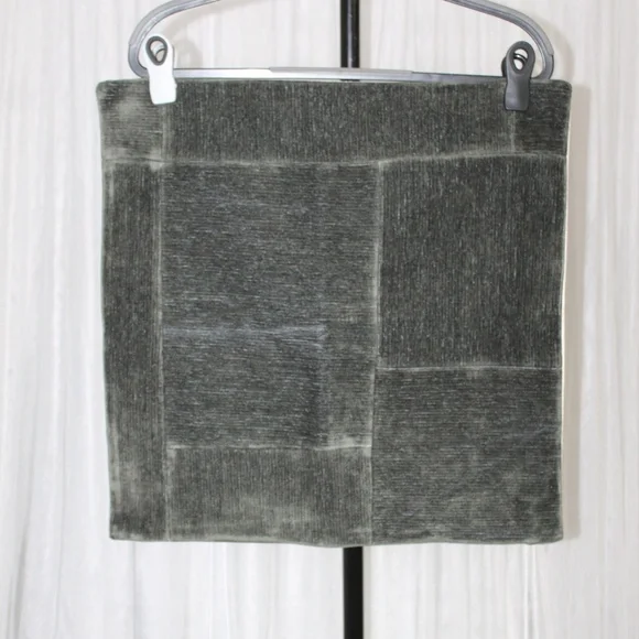 West Elm Velvet Patchwork Pillow Cover – Army Green