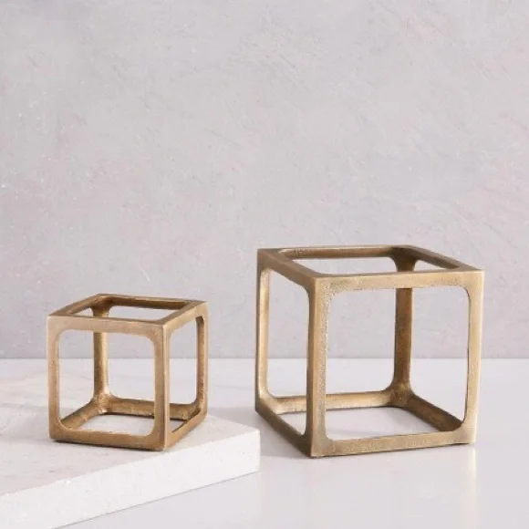 West Elm Gold-tone Metal Decorative Cube (large only)
