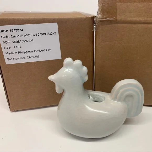 West Elm 2/$18 Chicken White Candle Taper Holder
