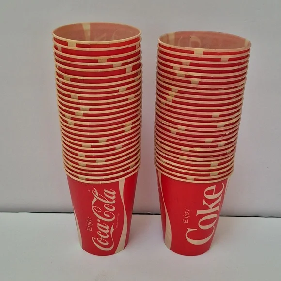 56 Vintage Retro Party Coca-Cola Coke Waxed Paper Cups by Lily 9oz