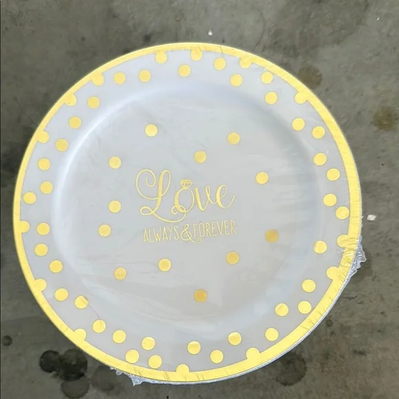 Wedding Gold Polka Dot Party Plates - 3 Different Sets